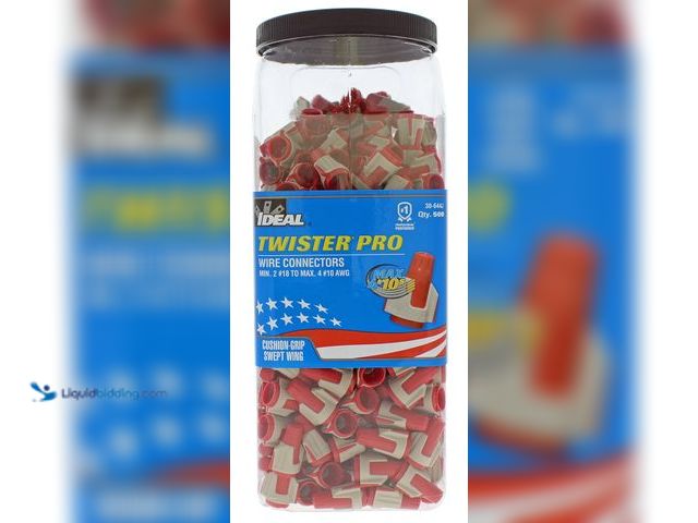 Lot 49-5559534 - IDEAL Electrical Twister PRO (30-644J) Red/Tan Wire Connector, Jar of 500 Smooth Twist-On Wire Nuts ...