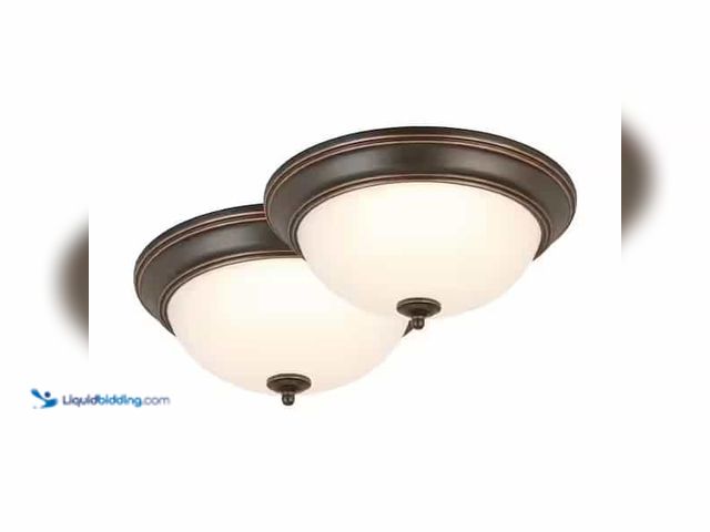 Lot 49-3616818 - 13 in. Oil Rubbed Bronze LED Flush Mount (2-Pack) - Unused , has attachments , unable to test UPC 69...