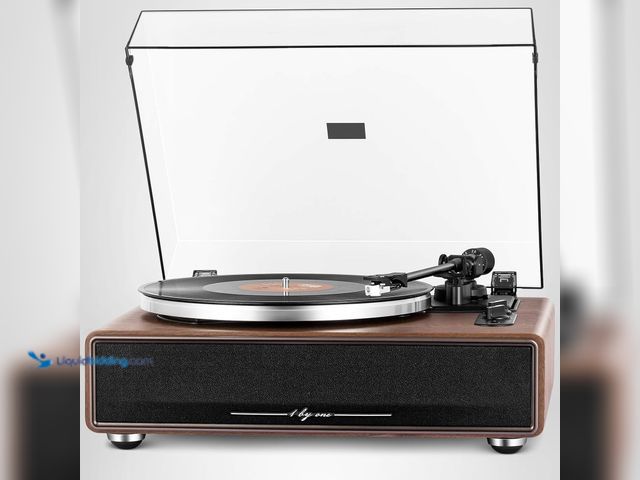Lot 49-3535335 - 1 by ONE High Fidelity Belt Drive Turntable with Built-in Speakers, Vinyl Record Player with Magneti...