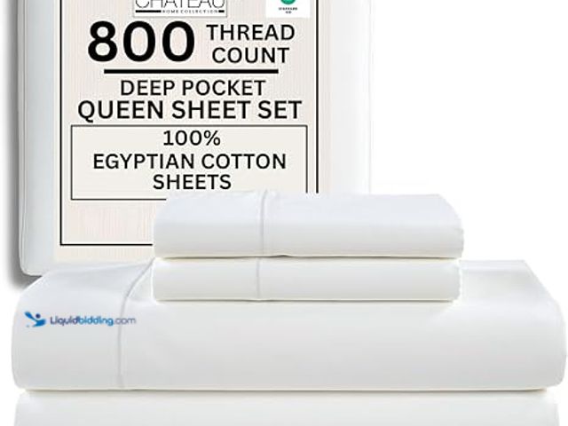 Lot 49-5448548 - 100% Egyptian Cotton Sheets Queen Size Bed Set, Deep Pocket Queen Sheet set, 800 Thread Count Cotton...
