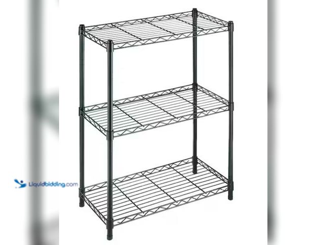 Lot 49-2006657 - HDX 3-Tier Steel Wire Shelving Unit in Black (24 in. W x 30 in. H x 14 in. D), Model # 31424BPS, Unu...