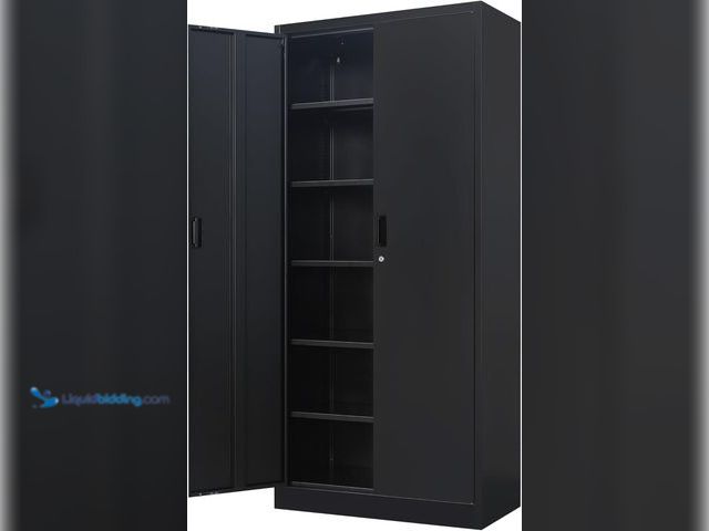 Lot 49-5405742 - Metal Storage Cabinet, Locking Storage Cabinet with 5 Adjustable Shelves, Metal Cabinets for Garage,...