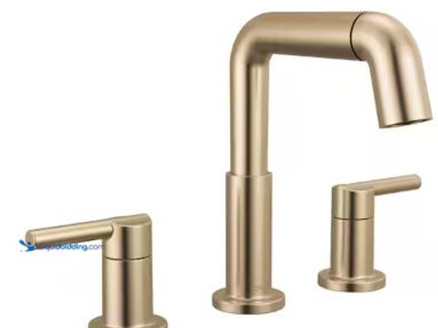 Lot 49-5436191 - Delta Nicoli Gold Pull-Down Spout 8 in. Widespread Double Handle Bathroom Faucet Drain Included in C...