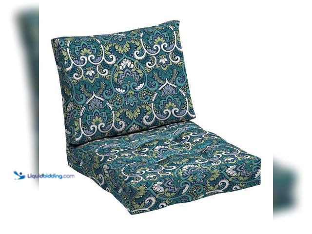 Lot 49-5450073 - Arden 24 in. x 18 in. Outdoor Plush Modern Tufted Blowfill Deep Seat Lounge Chair Cushion Sapphire A...