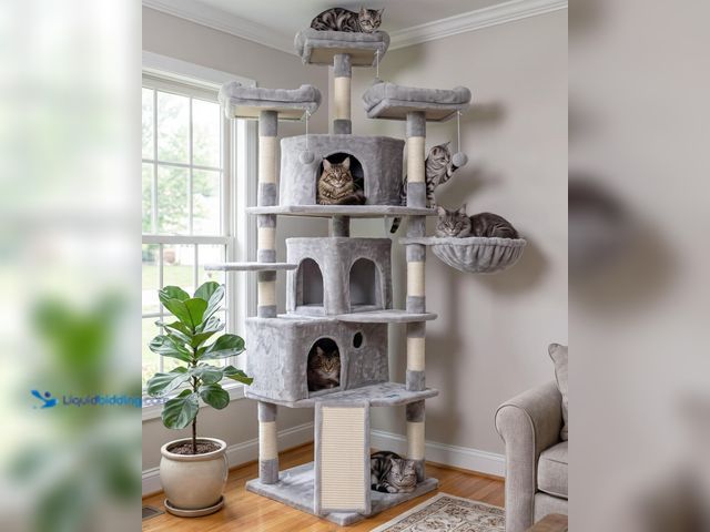 Lot 49-3617039 - Vibrissia Multi-Tier Cat Tree Tower with Cubbies and Scratch Boards - Unused, has attachments.  Ref#...
