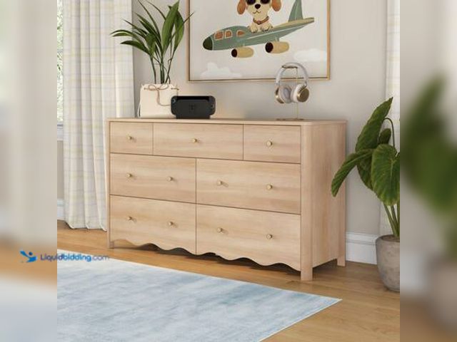 Lot 49-5539810 - Max & Lily Sutton Blonde 7 Drawer 56 in. Wide Dresser. Model # 4500138200-010. unused