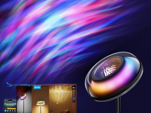 Lot 49-3431560 - Govee Uplighter Floor Lamp for Living Room, RGBIC Ripple Projector, Floor Lamp for Bedroom, Compatib...