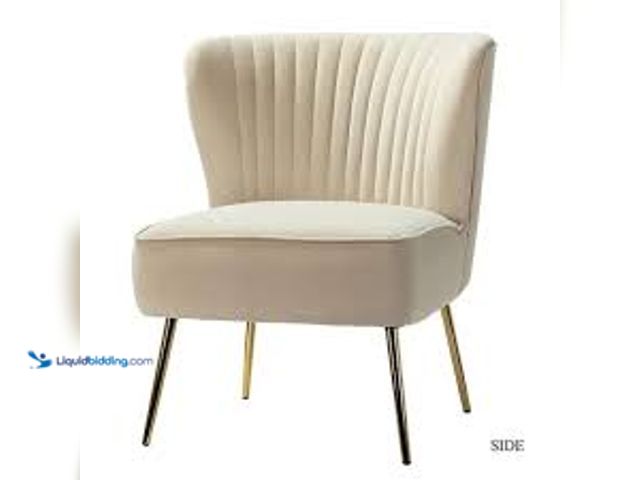 Lot 49-5415213 - JAYDEN CREATION Monica Modern Tan Velvet Comfy Living Room Side Chair with Golden Metal Legs. Model ...