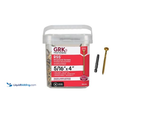 Lot 49-5446994 - GRK Fasteners
5/16 in. x 4 in. Star Drive Low Profile Washer Head Structural Wood Screw (100-Pack)....