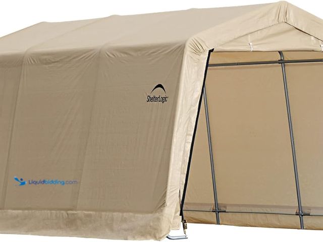 Lot 49-5490272 - ShelterLogic Peak Style Roof Instant Garage Carport Car Canopy with Steel Frame and Waterproof UV-Tr...