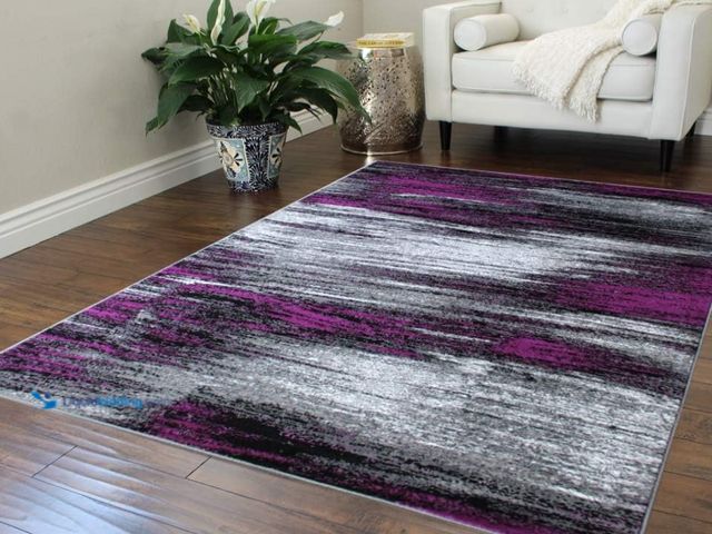 Lot 49-3463515 - Masada Rugs, Modern Contemporary Area Rug, Purple Grey Black (5 Feet X 7 Feet), model # B01EVSQE74, ...
