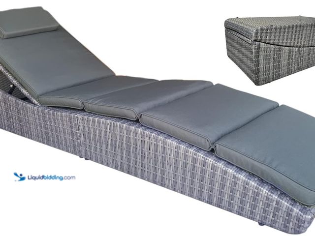 Lot 49-1516367 - BTEXPERT Foldable Outdoor Chaise Pool Lounge Chair Folding Wicker Rattan Sun Bed Patio Couch Reclini...