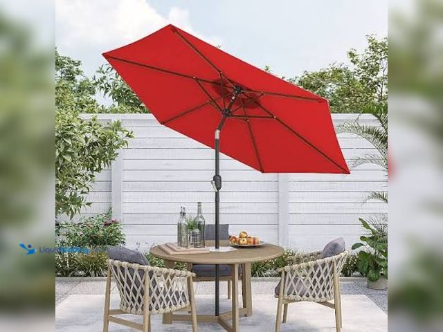 Lot 49-5572086 - Red Outdoor Patio Umbrella. Unused, NO base