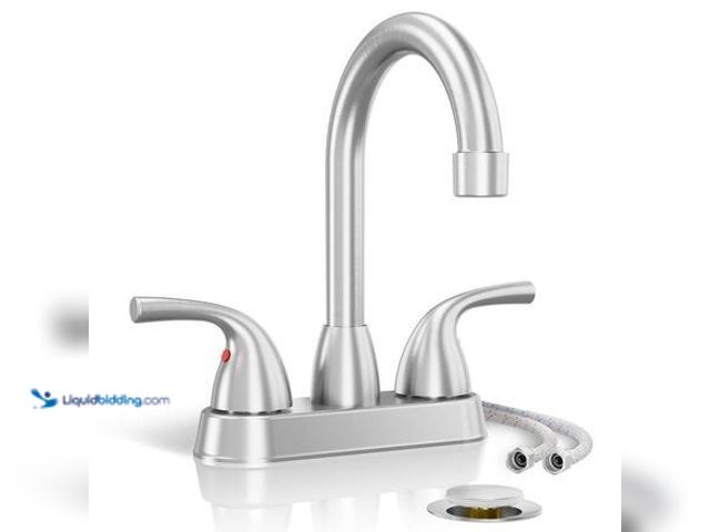 Lot 49-5581576 - 2 Handles Brushed Nickel Bathroom Faucet 4 in. Centerset, 2 or 3 Hole Deck Plate Bathroom Sink Fauce...