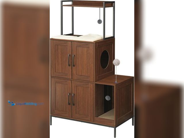 Lot 49-5544198 - HOOBRO Litter Box Enclosure, Litter Box Furniture with Storage, 2-in-1 Hidden Cat Furniture with She...