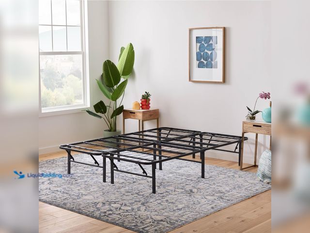 Lot 49-5552916 - Linenspa Folding Metal Platform Bed Frame - No Box Spring Needed - Underbed Storage - Simple Toolles...