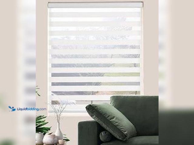 Lot 49-1513985 - Custom Cut to Size Zebra Blinds for Windows Dual Layer Roller Light Filtering Privacy Free-Stop Shee...