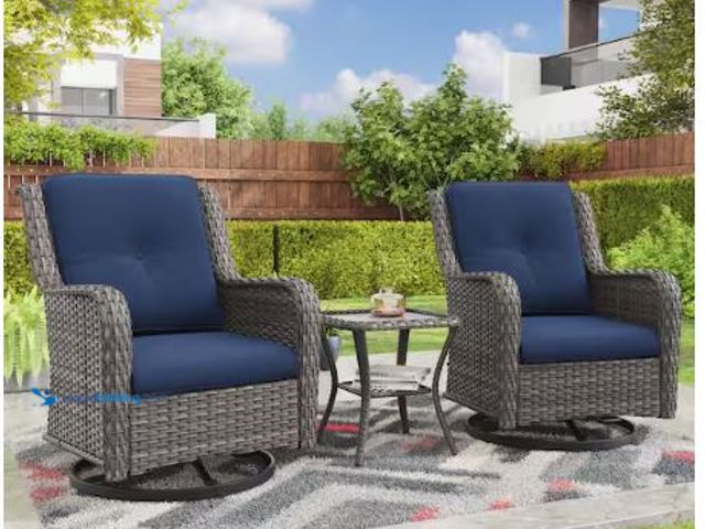 LiquidBidding - Lot 49-1597736 - JOYSIDE 3-Piece Wicker Swivel Outdoor ...