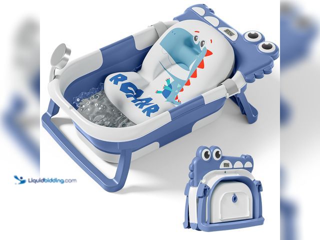 Lot 49-3511702 - TPN Collapsible Baby Bathtub, Baby Bath Tub with Soft Cushion & Real-Time Thermometer, Baby Bathtub ...
