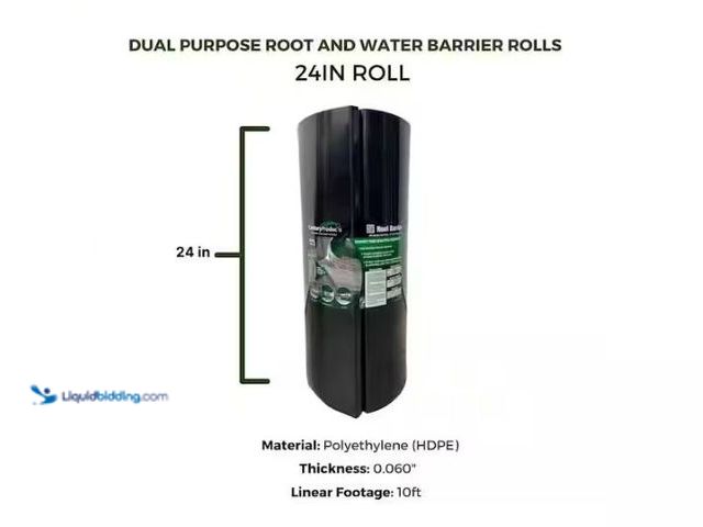 Lot 49-1549278 - 24 in. D x 120 in. L Polyethylene Dual Purpose Root and Water Barrier Rolls  Model # CR2410, Unused....