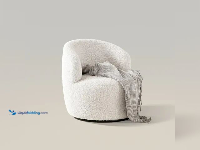 Lot 49-1556404 - Swivel armchair with sherpa leather accent and soft padded armrests Model #DA0051BS01A, Unused  Ref#...