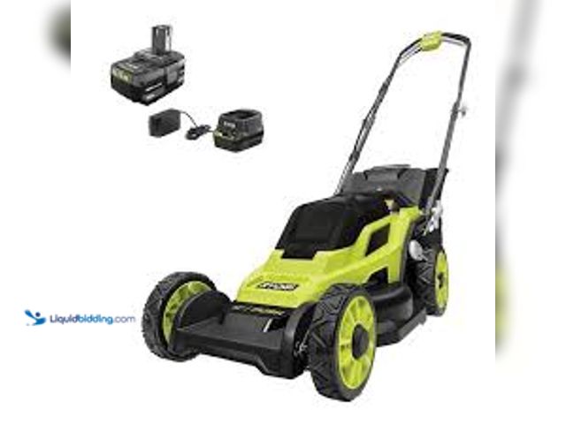 Lot 49-3531614 - RYOBI ONE+ 18V 13 in. Cordless Battery Walk Behind Push Lawn Mower (Tool Only), Model# P1108BTL, Use...