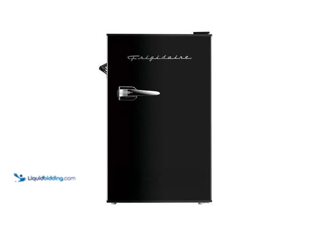 Lot 49-5544088 - Frigidaire 3.2 cu. ft. Retro Mini Fridge in Black. Model # EFR376-BLACK. Unused, powers on