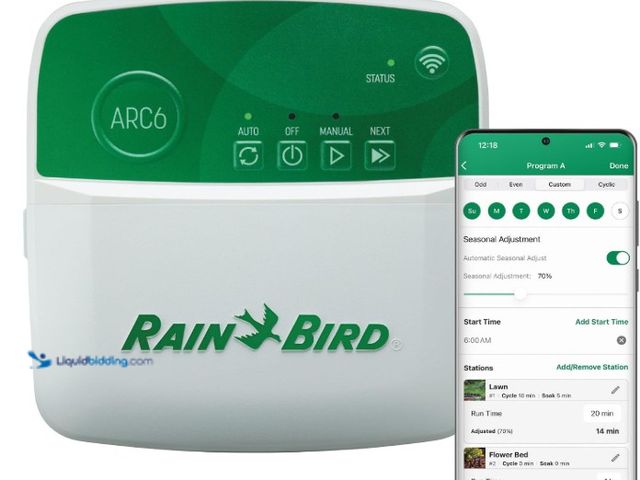 Lot 49-5543177 - Rain Bird ARC6 App-Based Indoor Smart WiFi Irrigation Sprinkler Timer/Controller, 6-Zone/Station, EP...