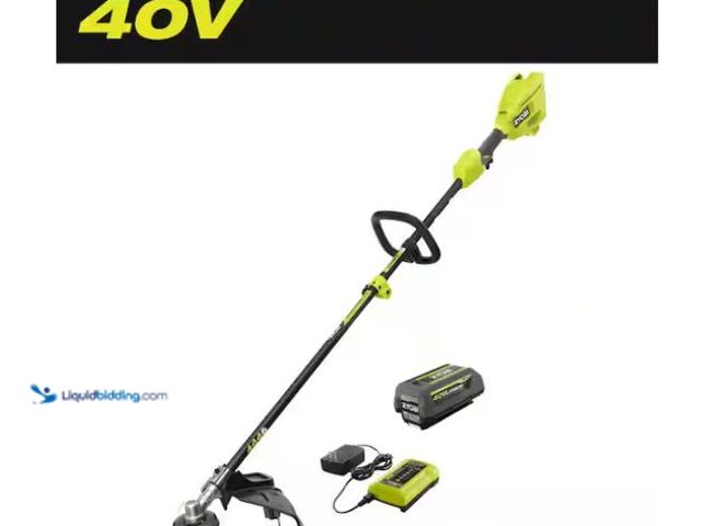 Lot 49-1627291 - RYOBI 40V 15 in. Expand-It Cordless Battery Attachment Capable String Trimmer with 4.0 Ah Battery an...