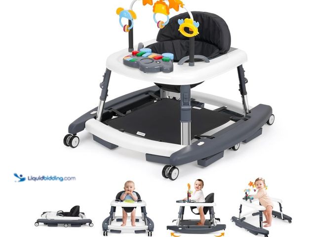 Lot 49-3431926 - 5-in-1 Music and Lights Baby Walker Foldable with 5 Adjustable Heights, Baby Walker with Wheels and ...