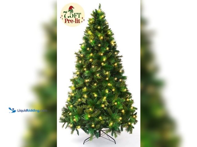 Lot 49-1541781 - iFanze 7.5FT Pre-Lit Artificial Full Christmas Tree, Model # 0624372578056, Slightly used, Has an ex...