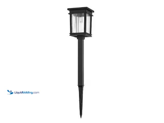 Lot 49-1625437 - Lot of (6) Hampton Bay Lauder 20-40 Lumen Black LED Weather Resistant Outdoor Solar Path Light with ...