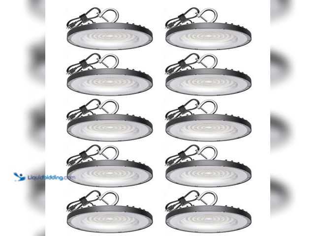 Lot 49-1516883 - 10 Pack UFO LED High Bay Light 200W, 30000 LM, 5000K Daylight, Commercial High Bay LED Shop Lights F...