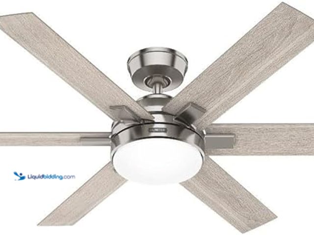 Lot 49-1557296 - Hunter 52" W x 15.11" H Georgetown 6 Blade Ceiling Fan with Light Kit and Remote Control, Finish Col...