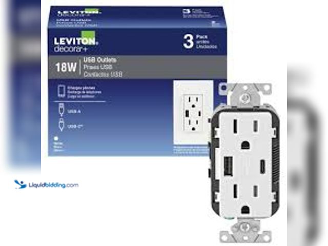 Lot 49-3514824 - Leviton Decora White 15 Amp Tamper Resistant Duplex Outlet with USB Charger Type A/C 3.6 Amp 18-Watt...