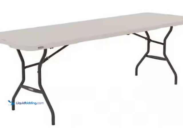 Lot 49-1518102 - Lifetime 8 ft. Fold-in-Half Table Almond Model # 80732, Unused  Ref#HDPA0626