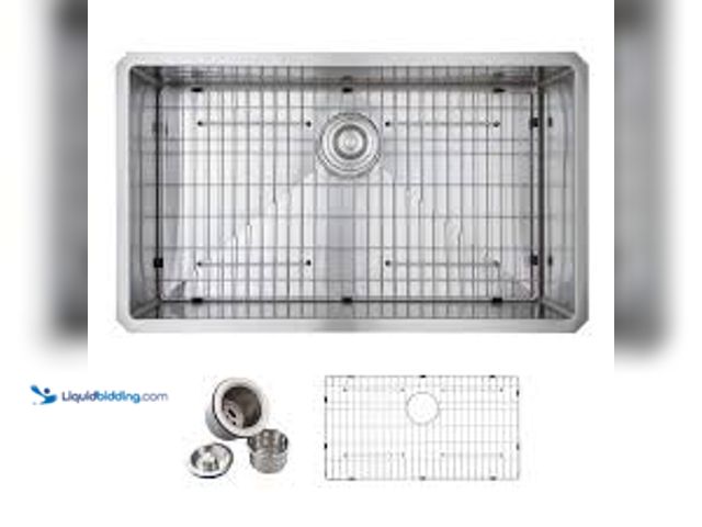 Lot 49-5415247 - Glacier Bay Professional Tight Radius 32 in. Undermount Single Bowl 16 Gauge Stainless Steel Kitchen...