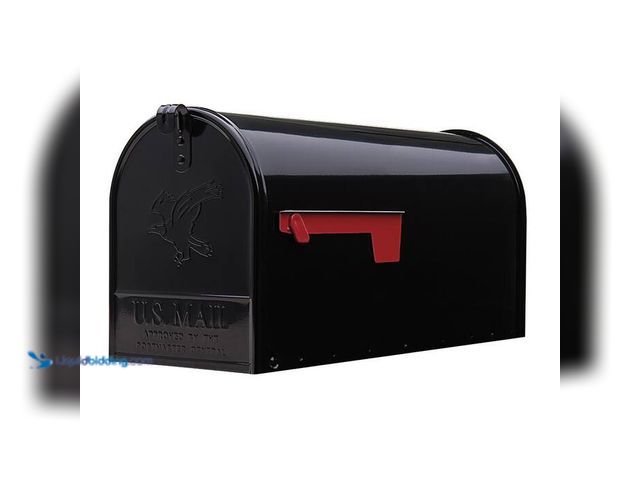 Lot 49-5414035 - Architectural Mailboxes
Elite Black, Large, Steel, Post Mount Mailbox, unused, dents.