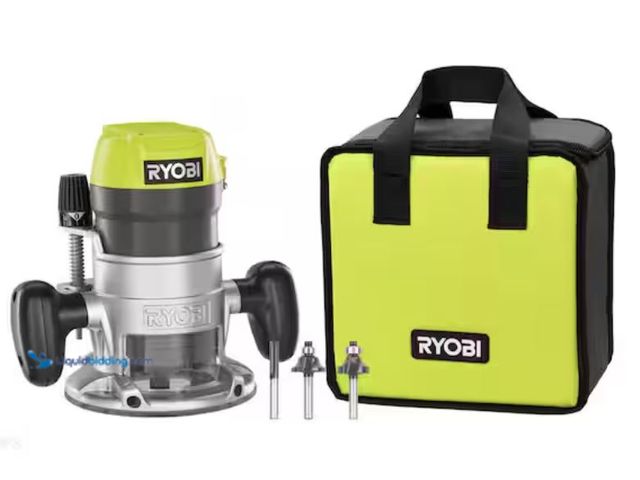 Lot 49-2005725 - RYOBI 8.5 Amp 1-1/2 Peak HP Fixed Base Corded Router, Model # R1631K, Used, Has attachments, Powers ...