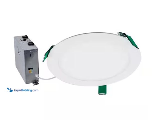 Lot 49-1624475 - HALO HLB 8 in. Adjustable CCT Canless IC Rated Dimmable Indoor, Outdoor Integrated LED Recessed Ligh...