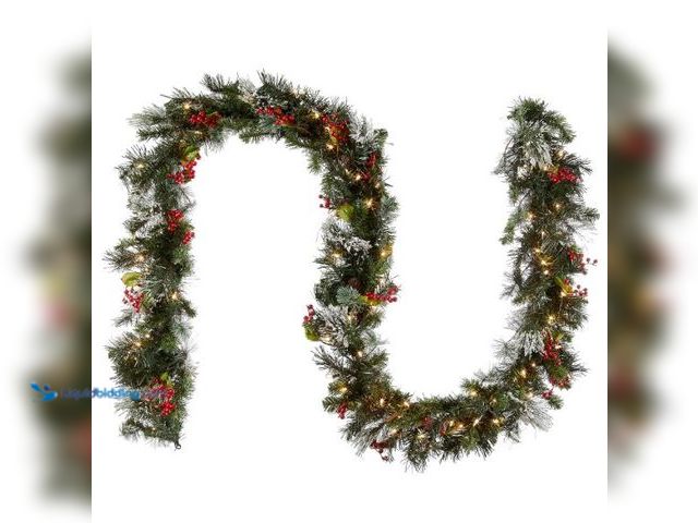 Lot 49-1544861 - National Tree Company Pre-Lit Artificial Christmas Garland, Green, Wintry Pine, White Lights, Decora...