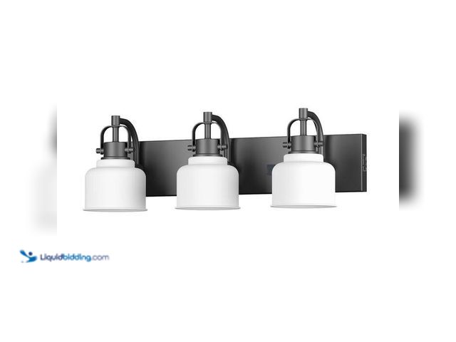 Lot 49-2024948 - Globe Rockhill 22 in. 3-Light LED Wall Sconce Vanity Light Matte Black for Bathroom Kitchen with Mot...