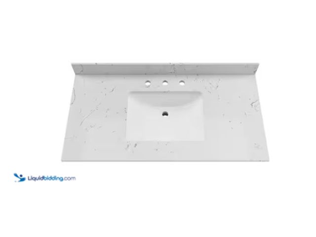 Lot 49-5574068 - DELUXE DL LIVING
43 in. W x 19 in. D Engineered Stone Composite White Rectangular Single Sink Bathr...