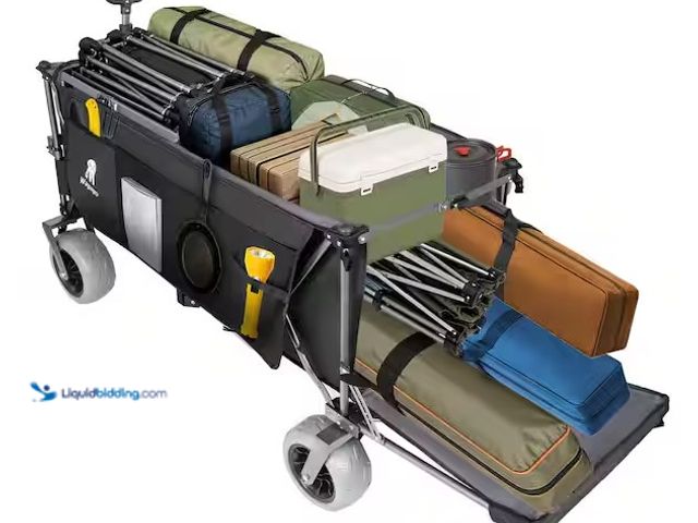 Lot 49-3639298 - Noble House 11-Cu/Ft. Heavy Duty Utility Beach Wagon / Steel Garden Cart with Opened Tailgate, All-T...