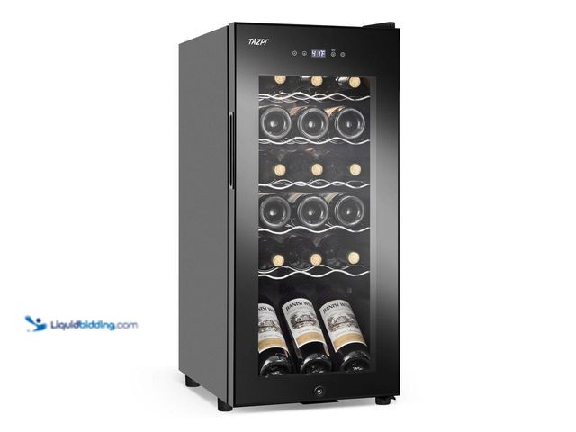 Lot 49-5484821 - futhork
13.6 in. Black Freestanding Beverage Center 18-Bottle Wine Cooler with Interior Light Unuse...