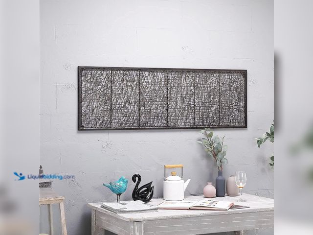 Lot 49-5546102 - WEMPOLU Metal and Rattan Wall Decor, 17" W x 54" H, Dark Bronze Unused