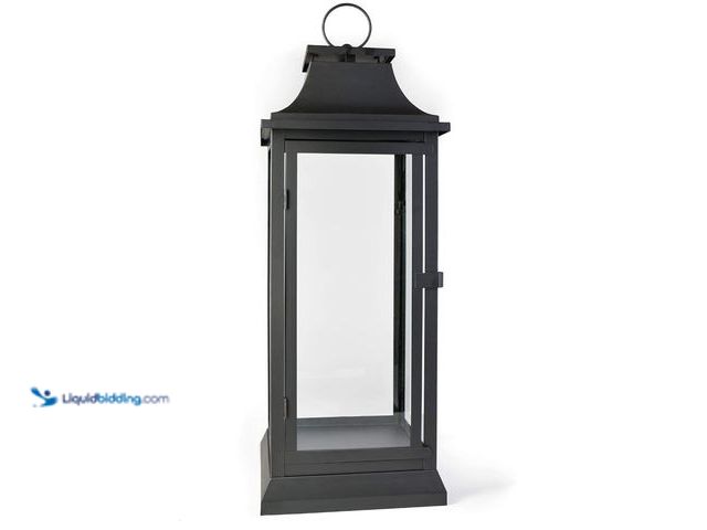 Lot 49-3430509 - Serene Spaces Living 25" Tall Black Decorative Hurricane Lantern with Clear Glass Panels - Indoor La...