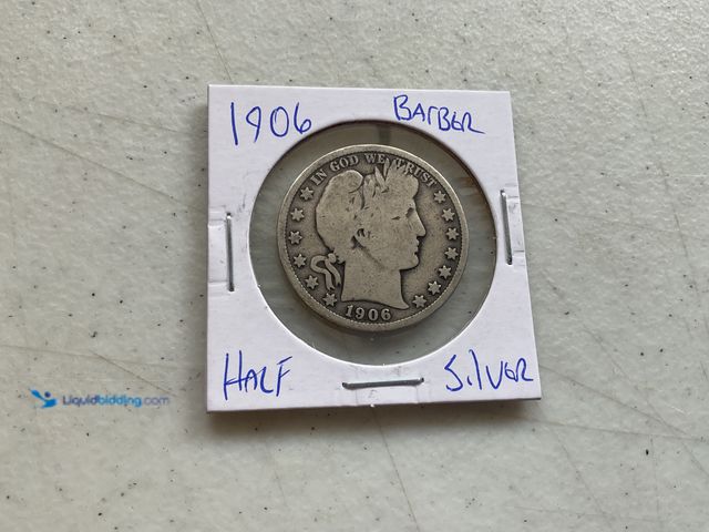 Lot 49-1801400 - 1906 BARBER HALF DOLLAR COIN 90% SILVER #COINS814