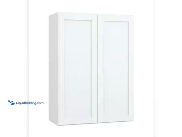 Lot 49-1569648 - Hampton Bay Courtland 27 in. W x 12 in. D x 36 in. H Assembled Shaker Wall Kitchen Cabinet in Polar ...