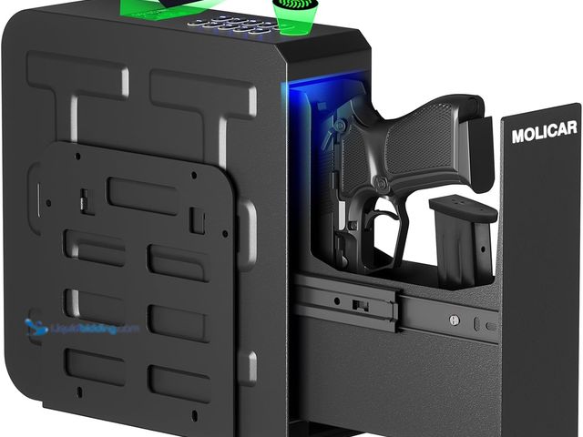 Lot 49-5453031 - Biometric Gun Safe For Handgun, Mounted Slider Bedside Pistol Safe with 3 Ways Quick Access Gun Lock...